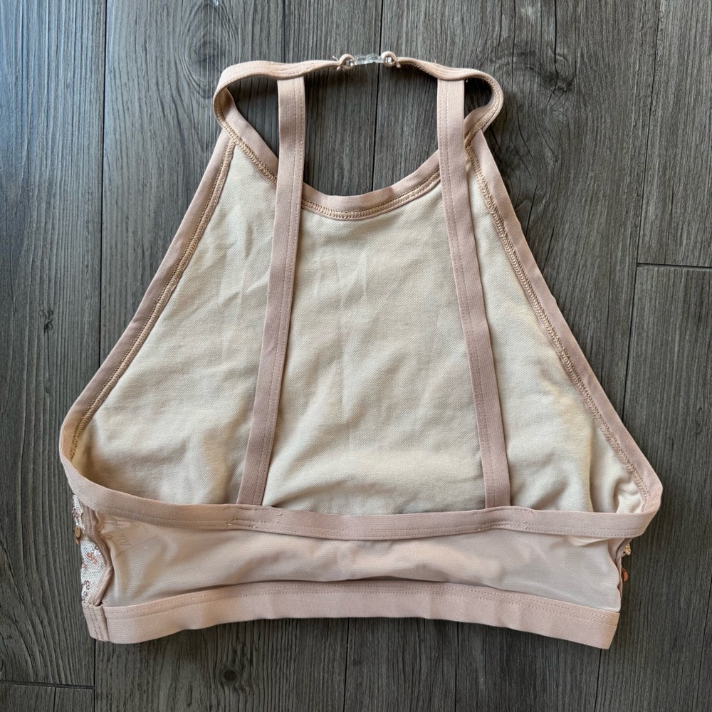 Body Wrappers Women’s Sequin Halter Top in Nude - Picture 3 of 7